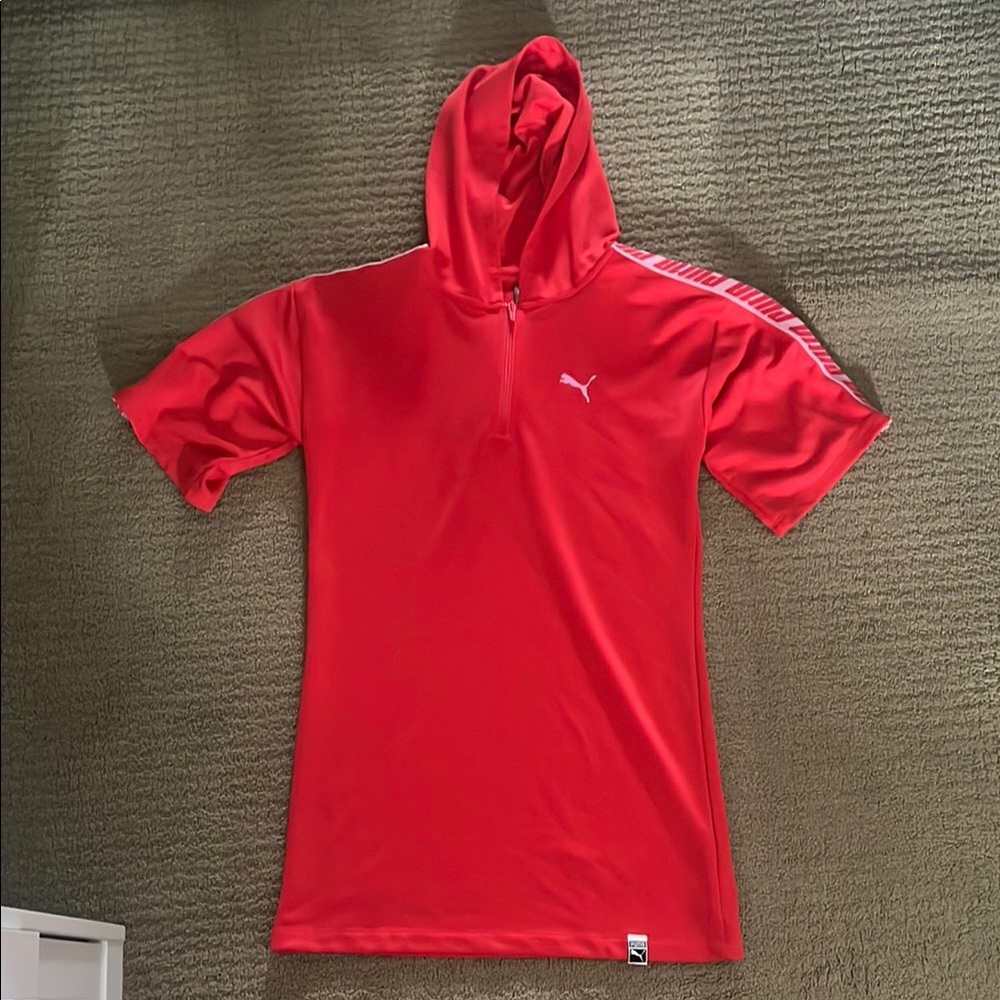 Puma Red Short Sleeve Dress With Hood
